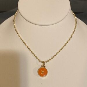 Gold Filled Necklace with Orange LV Pendant